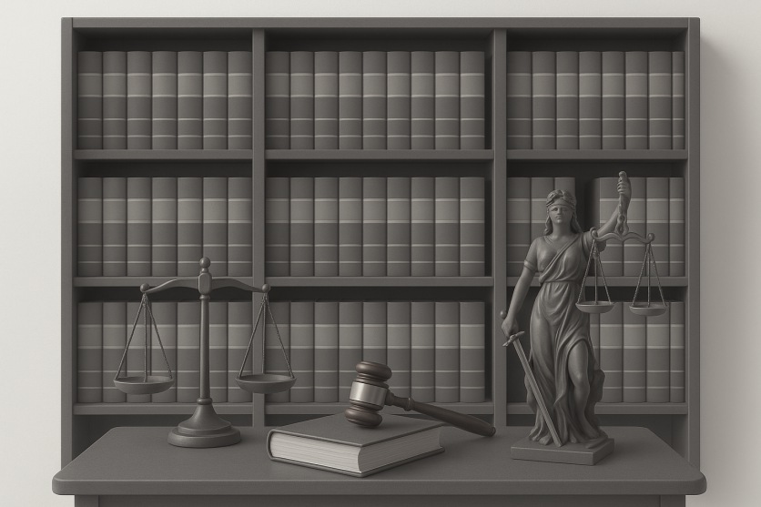 Modern legal library scene